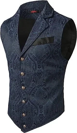 2026 Men's Fashion Jacket  Suit Vest Steampunk Gothic Waistcoat Men's Casual Vest Stage Performance Costume Evening Party Vests