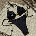 Sexy glitter metal halter tie bikinis sets two pieces | SAMAG