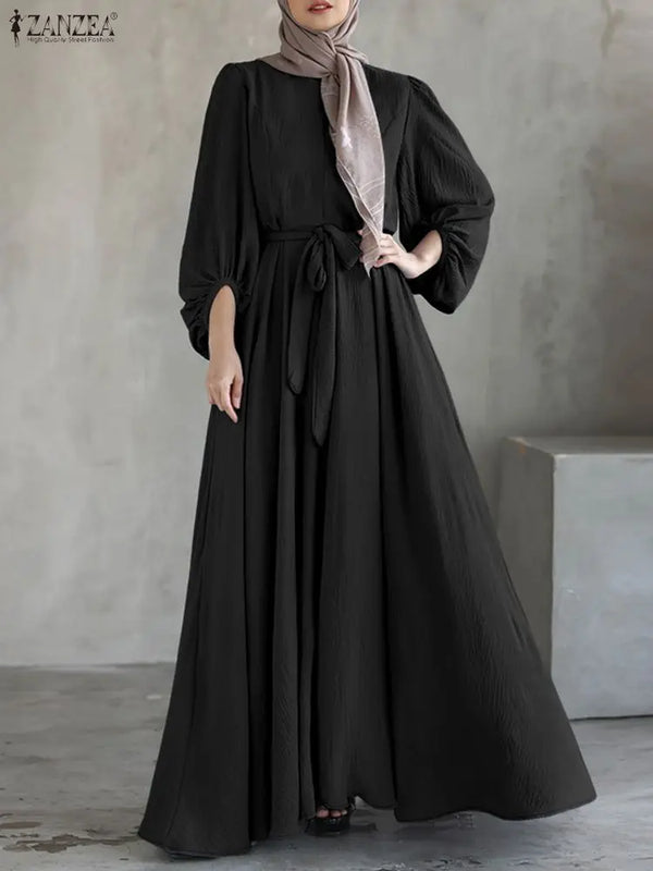 Modest Hijabs Women Long Dresses Elegant Lantern Sleeve | SAMAG
