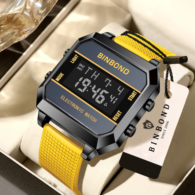 BINBOND Electronic Watch For Men Sports Wristwatch With Electronic Movement LED High-definition Waterproof Luminous Reloj