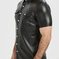 Men's PU leather short-sleeved street style button-down | SAMAG
