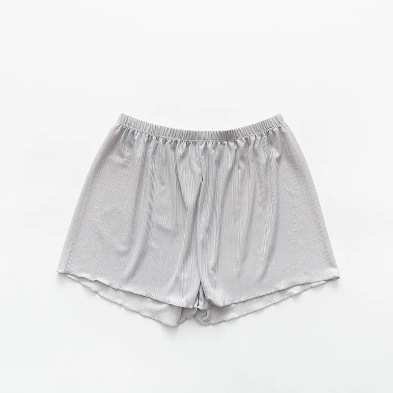 Women Safety Short Pants Summer Ice Silk Seamless Soft Shorts Casual Underskirt Pants Home Beach Elastic Waist Panties Underwear