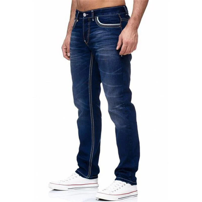 Straight Jeans Men Washed no hole Spring Summer Boyfriend | SAMAG