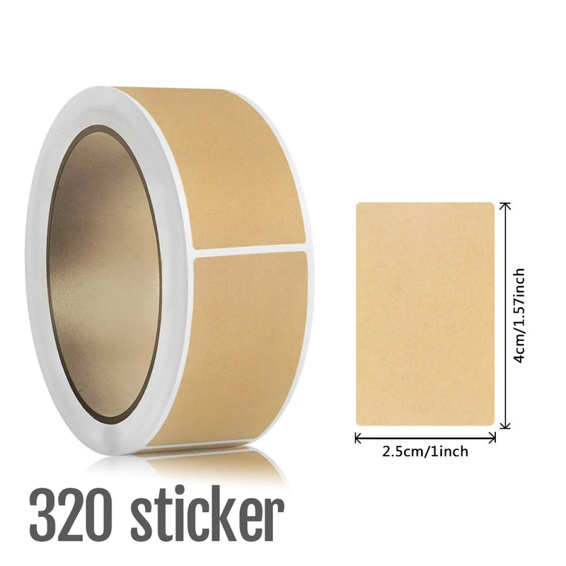 1Roll Kraft Paperblank Can Write Name Self-adhesive Sealing Gift Stickers Home Packaging Seal Labels Rectangle