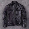 Genuine Full Real Leather Jacket Men Short Slim Fit Stand Collar Motorcycle Leather Coat Autumn Winter Plus Size Casual Fashion