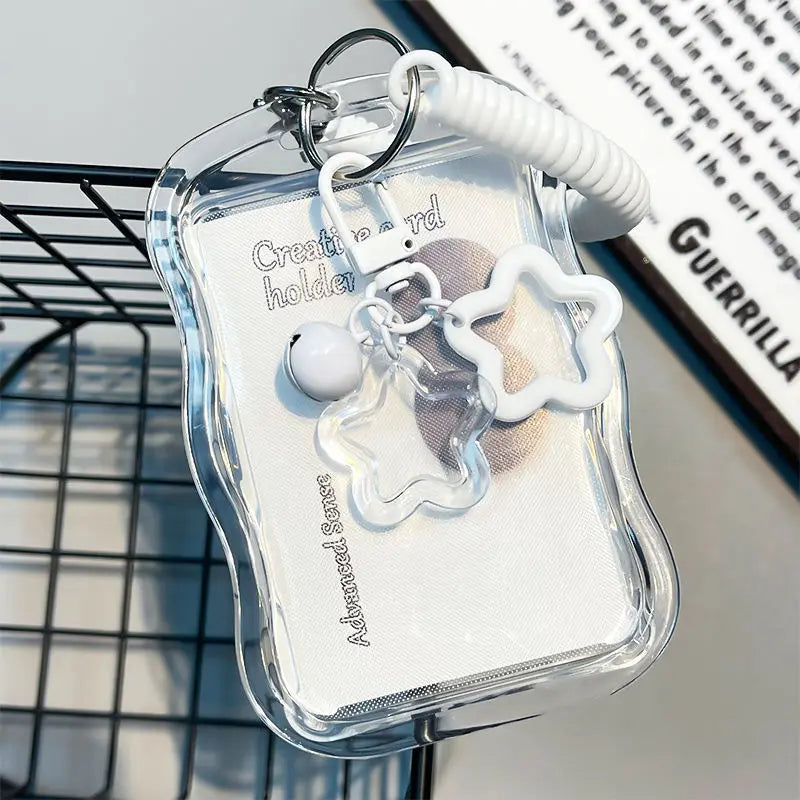 Cute  Photocard Keychain Case - Clear PVC Card Holder with Key Ring for Backpack, Protective Display Sleeve for Idol Photo, Gift for Fans Collectors
