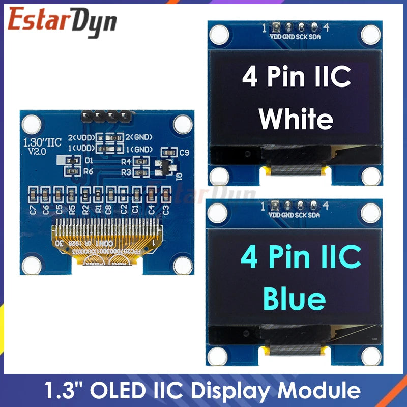 EstarDyn 1.3" OLED Display Module White Blue Color Drive Chip SH1106 128X64 1.3 Inch LCD LED IIC I2C Communicate For Arduino