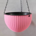 Garden Decoration Plastic Woven Plaited Baskets with Chain Home Decor Houseplant Flowerpot Round Hanging Flower Pots Balcony