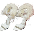 White Tassel Feather Long Straps Heels Girls Cute Open Buckle Sandal Summer Black Tassel-Tie Ankle Strap Slingback Red Sexy Shoe