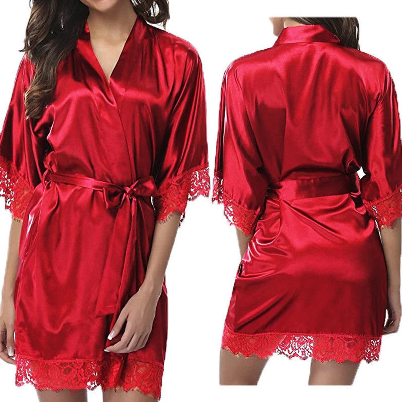 Women's Underwear Glossy Robe Pajamas Ice Silk plus Size | SAMAG