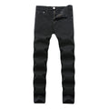 Men's White Stretch Jeans for Fall, Distressed Denim | SAMAG