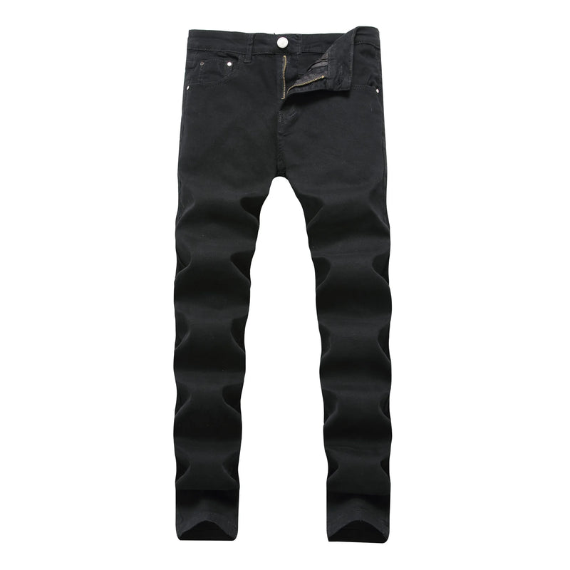 Men's White Stretch Jeans for Fall, Distressed Denim | SAMAG