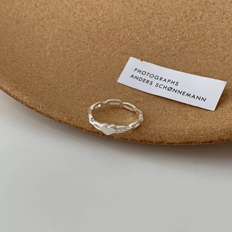 925 Sterling Silve Love Heart Hollowed Out Ring For Women Girl Extremely Fine Korea Ins Jewelry Gift Dropshipping