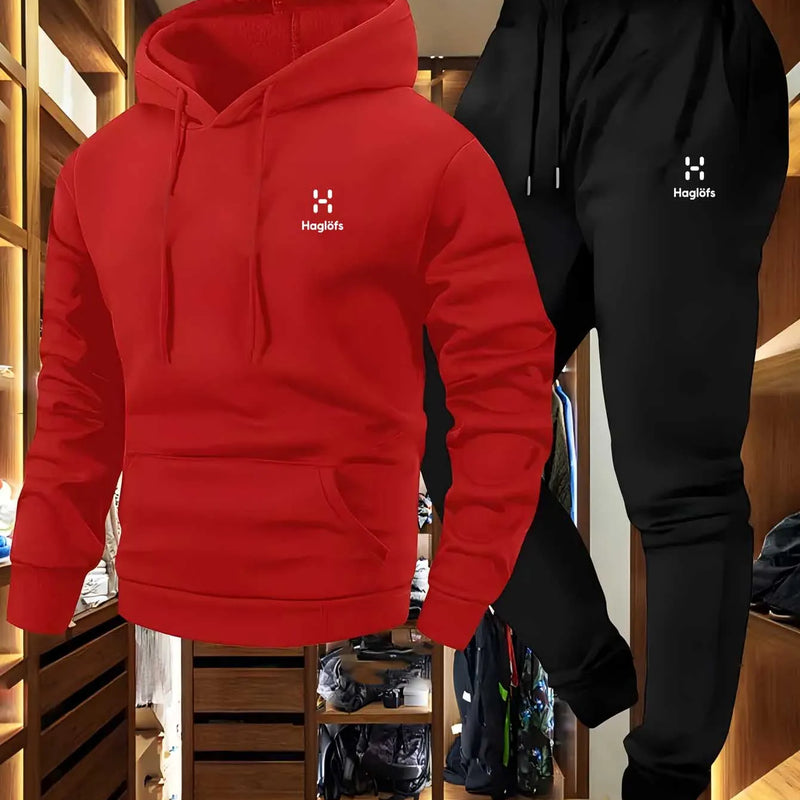 Soft Comfortable Fabric Men's Autumn Winter Casual Two - Piece Hoodie Sweatshirt Long Pants Suit with - View 2 | SAMAG