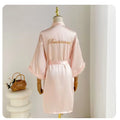 White Bride Wedding Robe with Feathers Women Satin | SAMAG