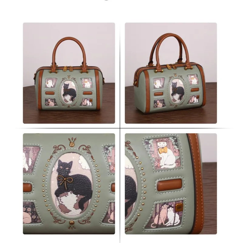 2026 new autumn and winter high-end texture handbag, niche design, fashionable rivets, Boston pillow bag, crossbody bag