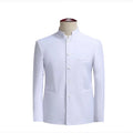Black Stand-up Collar Men Retro Suit Jacket, Asian Size Slim-fit Blazer Coat, Single-Breasted Long-Sleeved Overcoat M-5XL