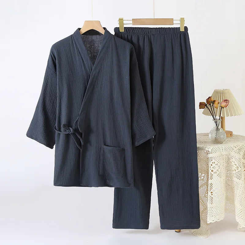 Sleepwear Men's Pajamas and Robes Male Couple's Set Pure Oversized Home Wear Spring Autumn Pajama 2pcs