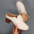 Women's Mules Round Toe Block Heel Suede-Look Shoes Casual Daily Slip-On Clogs Featuring Flower Applique Contrast Stitching 2026