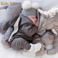 0-18M Newborn Baby Boys Girls Rompers Cotton Cartoon Bunny 3D Rabbit Ear Hoodie Overall Toddler Jumpsuit Infant Carnival Costume