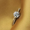 Luxury 925 Sterling Silver Classic Ring for Women Six claw jewelry simple 70ct diamond ring imitation diamond women's ring