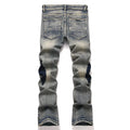 Men's Pearl Boot Cut Denim Jeans Embroidery Patch Slim | SAMAG