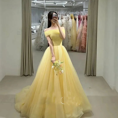 ML Fairy Yellow Detachable shawl Wedding Dresses Korea | SAMAG