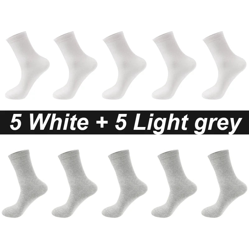 10Pairs/Lot Men Combed Cotton Socks Black Casual Business | SAMAG