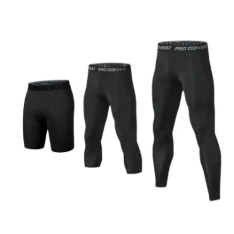 Men's Leggings Compression Pants Sports Leggings Basketball Quarter Shorts Quick Drying Running Training Stretch Fitness Pants