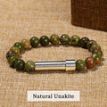 JD Natural Stone Stainless Steel Tube Secret Message Bracelet Women Men Cool Can Place Notes Friendship Couples Wishing Jewelry