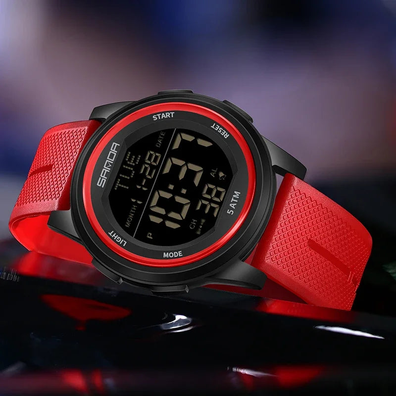 SANDA 6182 Multifunction Waterproof LED Digital Mens Wristwatches Sport Electronic Watch for Alarm Clock - Visuel 2 | SAMAG