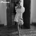 DREAM Customized Long Bubble Sleeves Satin Micro Wedding | SAMAG