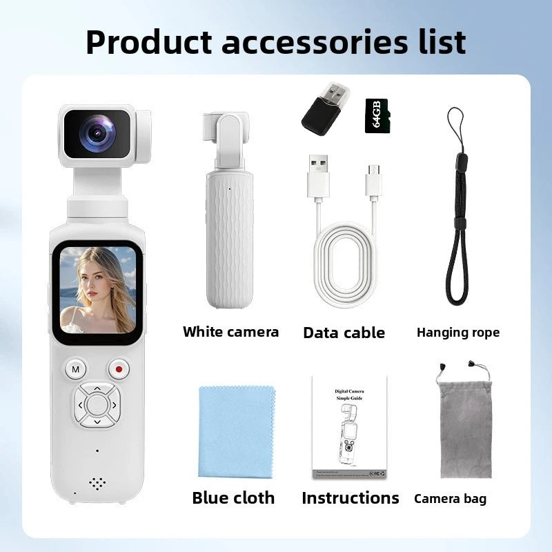 4K WiFi Vlogging Camera 1.72" Touchscreen Mini DV Camcorder Portable Video Recorder for Sport Bike Travel Police Law Enforcement
