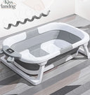 Foldable Silicone Baby Bathtub with Temperature Sensing, Non-Slip & Portable Infant Bath