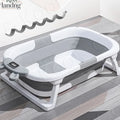 Foldable Silicone Baby Bathtub with Temperature Sensing, Non-Slip & Portable Infant Bath