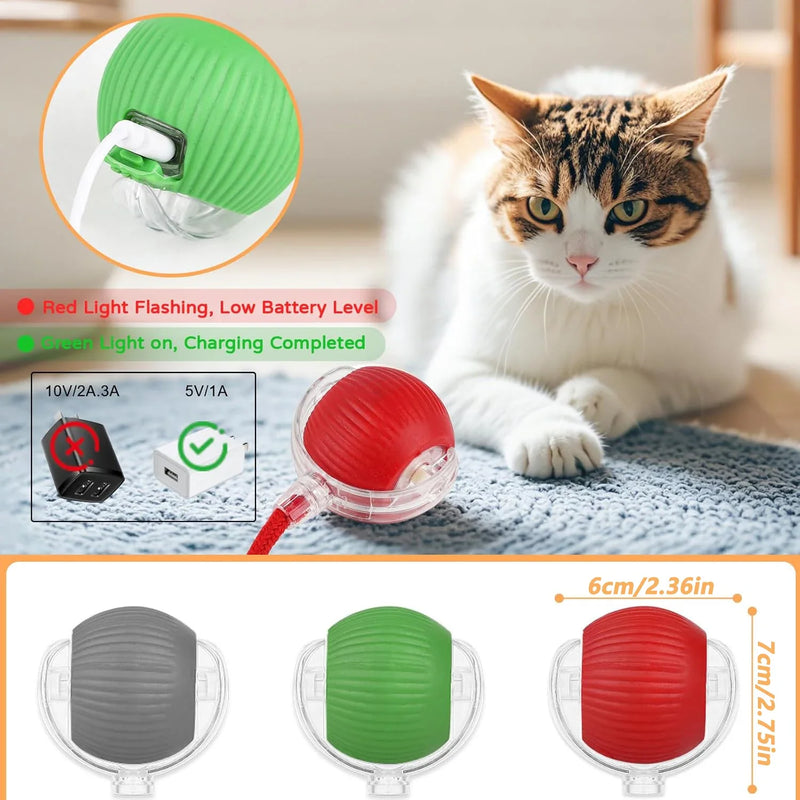 New Cat Interactive Ball Toy Automatic Rolling Ball Faux Tail Rechargeable Smart Pet Electric Toy Dog Cat Training Imitate Mouse