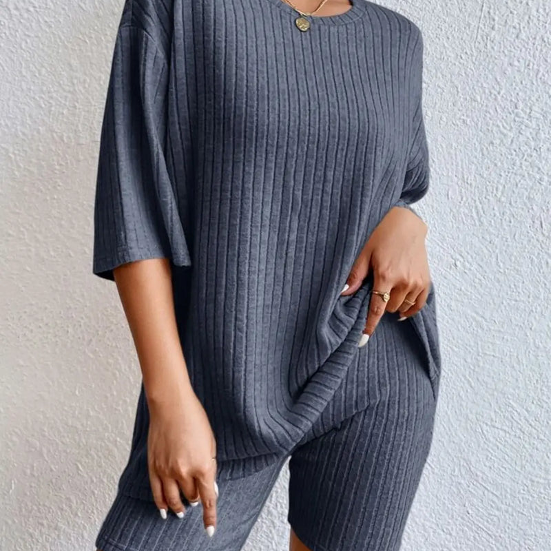 Spring Summer Short Sleeve T Shirt Short Pants Two Piece Set Women Casual Loose O Neck Top High Waist Tracksuit Female Outfits