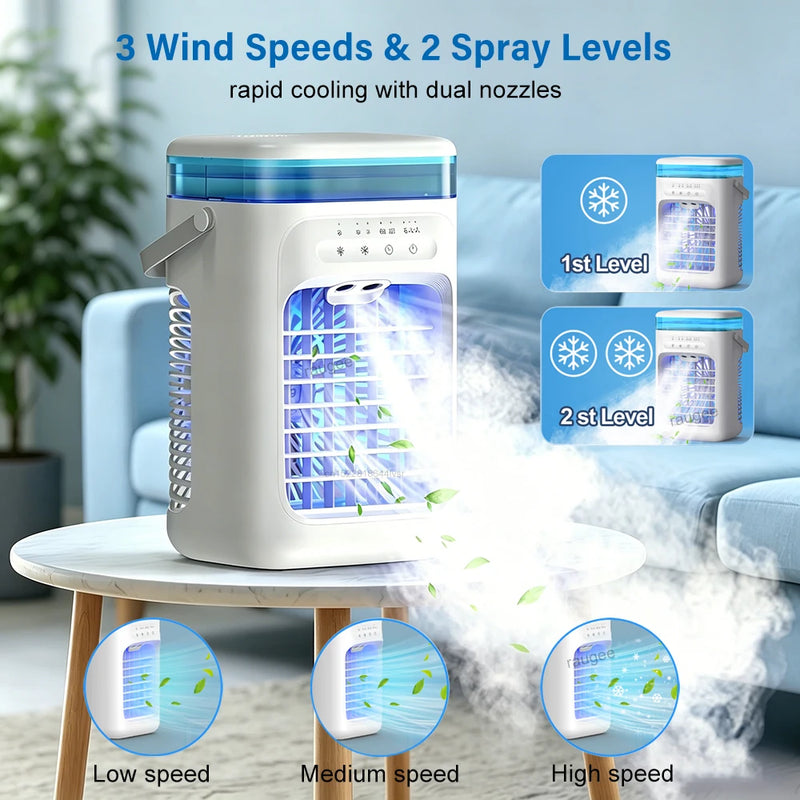Portable Air Conditioner Fan USB Water Fan Desk Humidifier Fan Home Portable Air Cooler  Desktop Cooling Fan with Night Light