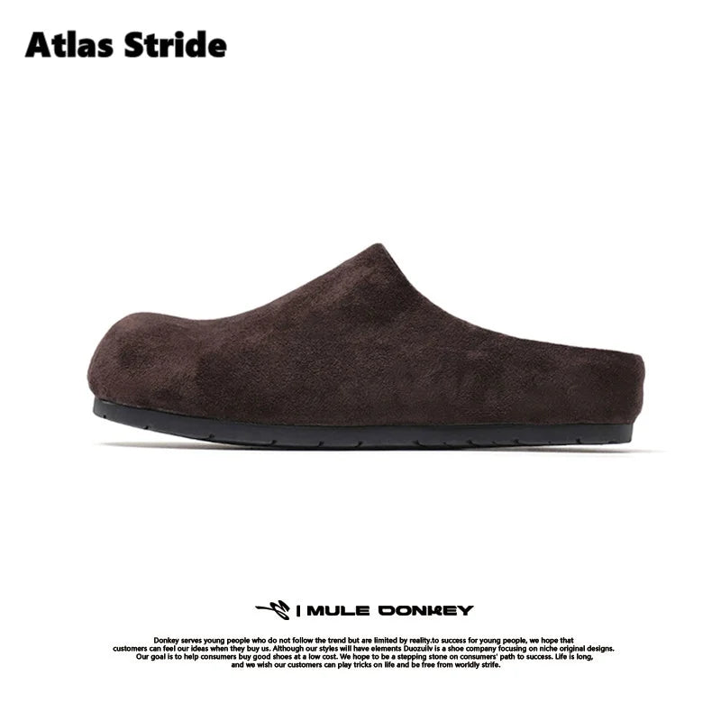 Women's Beige Suede Clog Mules Round Toe Thick Sole Soft Lining Non-Slip Sole Comfortable Casual Daily Indoor Outdoor Slippers