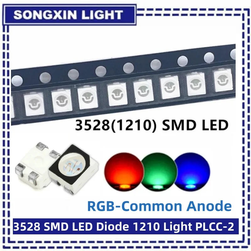 100pcs/lot 3528 1210 Diode SMD LED Diodes Kit Green RED WARM White ICE Blue Yellow Pink Purple-UV Orange rgb PLCC-2 High Quality