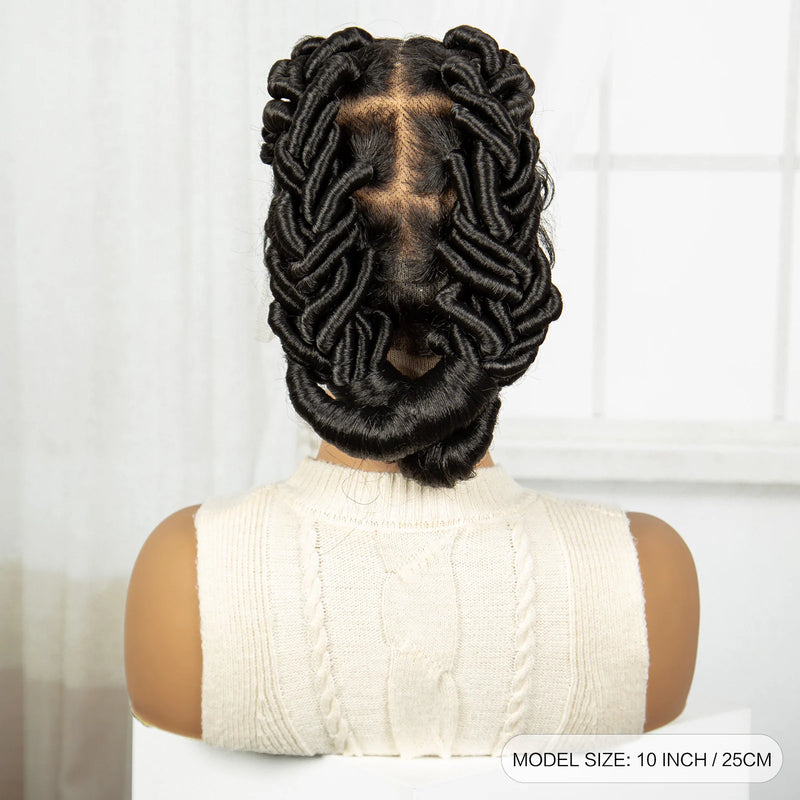 Full Lace Bantu Braided Wigs Synthetitc Short Handmade Knotless Braided Lace Wig Short Cornrow Braids Wigs for Black Women