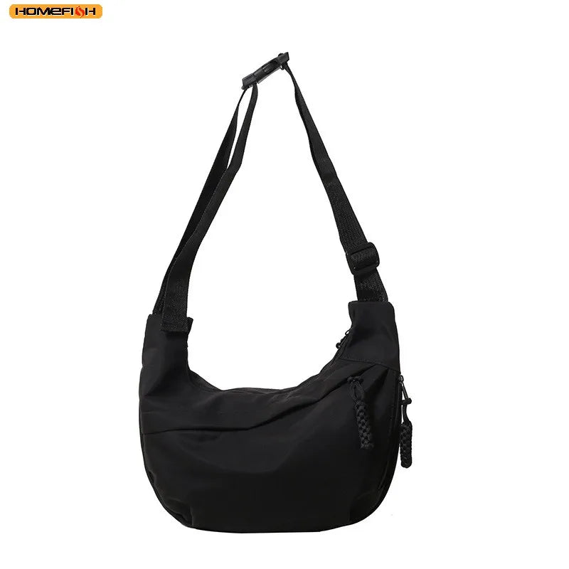 Nylon Hobos Crossbody Bags Solid Casual Zipper Bags 2024 Fashion High Capacity Solid Color Single Shoulder Totes Bag