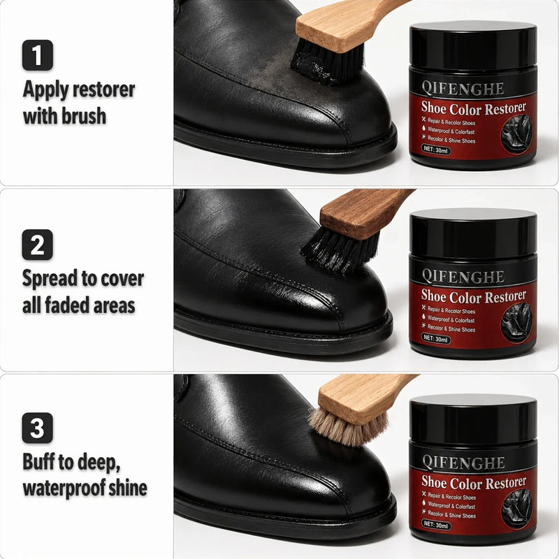 Leather Shoe Repair Cream, Black Dye Restorer for Fading & Scratches, Waterproof Polish for Daily Casual Shoes