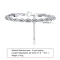 Hip Hop Men's Stainless Steel Rope Chain Bracelets,2/3/4/5mm Gold Color Adjustable Twisted Chain Wristband,Punk Casual Jewelry