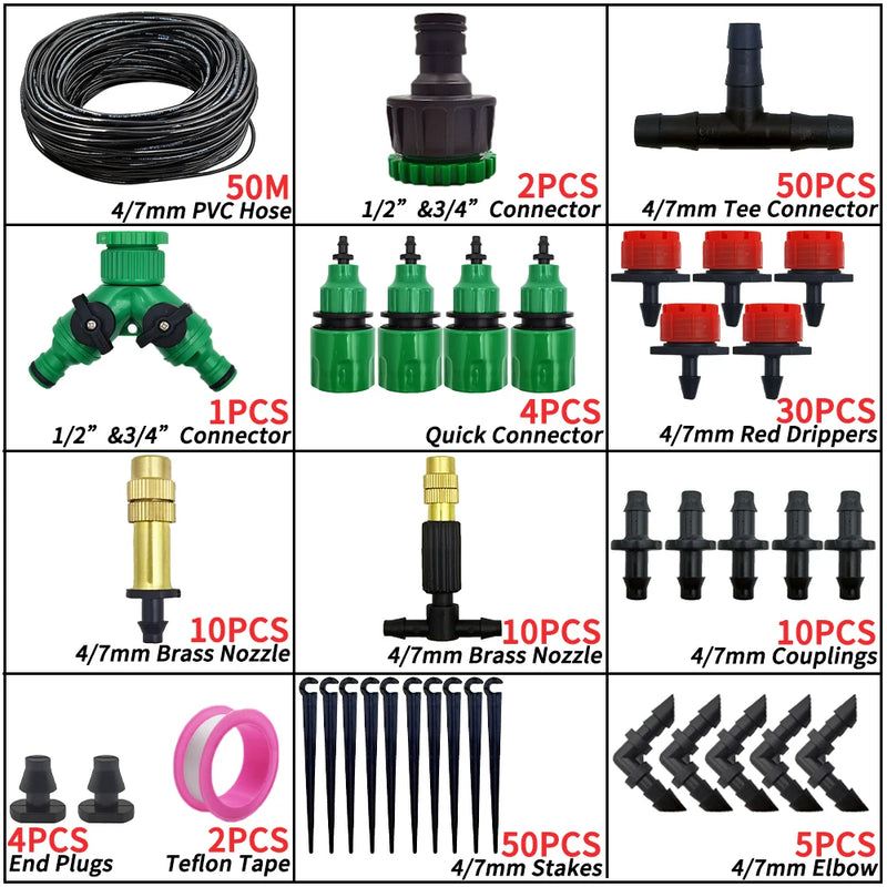 OASIS 5-50M Garden Micro Drip Irrigation Automatic Watering System Kit Timer Controller DIY Mist Spray Cooling for Potted Plants