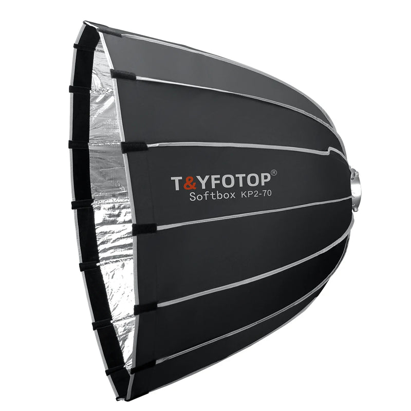 T&YFOTOP Hexadecagon Collapsible Softbox 60cm 70cm  Quickly Release Parabolic Deep Softbox for Bowens Elincrhom Profoto Mount