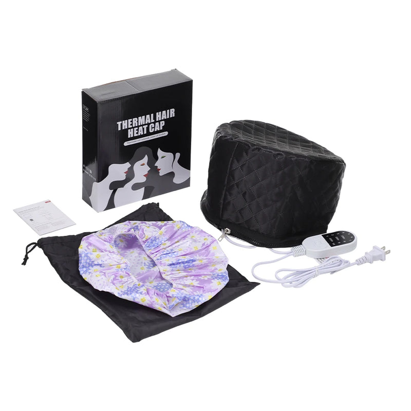 9 Temp 5 Timer PU Leather Hair Steamer Cap Waterproof Thermal Heat Cap for Home Hair Care Styling Tools Hair Care Spa Hat