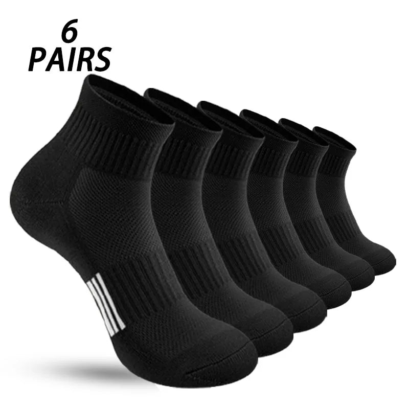 6 Pairs of Men's Solid Color Vertical Striped Mid-Calf | SAMAG