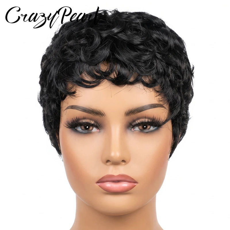 Pixie Cut Wig Human Hair Short Curly Pixie Wigs For Black Women Ready To Wear Glueless Short Pixie Cut Wigs Human Hair With Bang