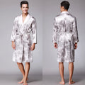 Traditional Japanese KIMONO Fashion YUKATA Oriental Gold Dragons Pattern Bathrobe Summer Men Ice Silk Robes Pajamas  Sleepwear